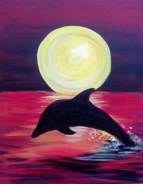 Dolphin Silhouette | Pintura acrílica sobre lienzo, Arte en lienzo ...