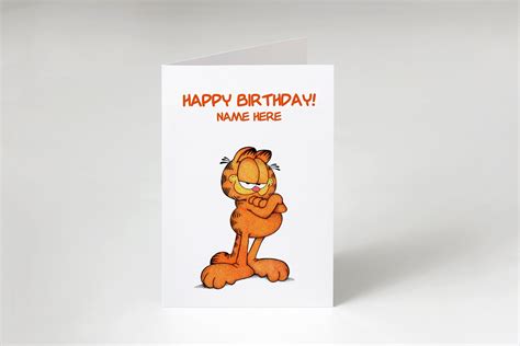 Garfield Personalised Birthday card fan art 8x6 when folded | Etsy