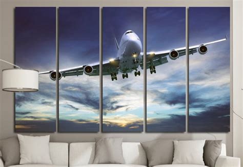 Airplane wall art canvas set. Aviation art. Boeing artwork for | Etsy