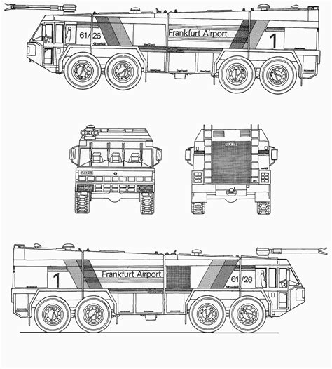 Rosenbauer Airport Fire Truck Blueprint - Download free blueprint for ...