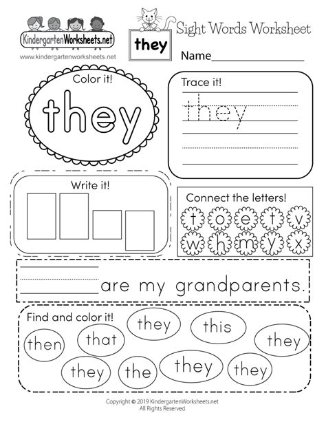 Sight Word “they” Worksheet - Free Printable, Digital, & PDF