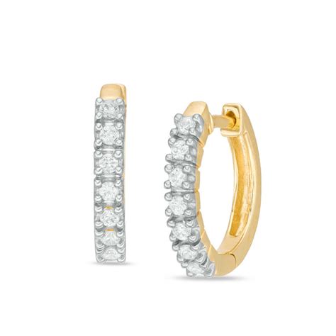 1/4 CT. T.W. Diamond Huggie Hoop Earrings in 14K Gold | Zales