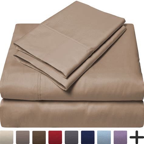 Egyptian Cotton 300 Thread Count Sateen Queen Sheet Set (Queen, Taupe ...