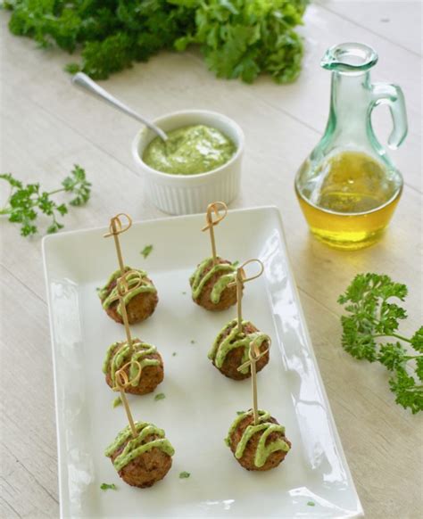 Angus Beef Meatballs with Avocado Chimichurri Sauce