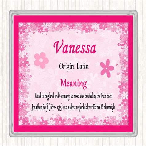 Vanessa Name Meaning Drinks Mat Coaster Pink | eBay