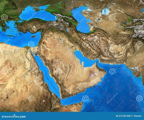 High Resolution Physical Map Of Middle East Stock Illustration ...