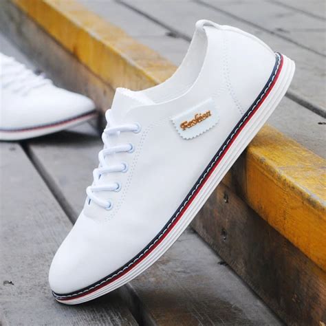 Nice New Summer Men Shoes White Casual Shoes Low Breathable Pu Leather ...