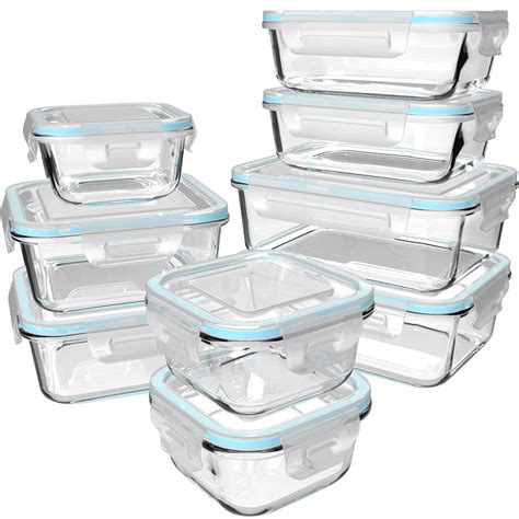 Buy 18 Piece Glass Food Storage Containers with Lids, Meal Prep ...