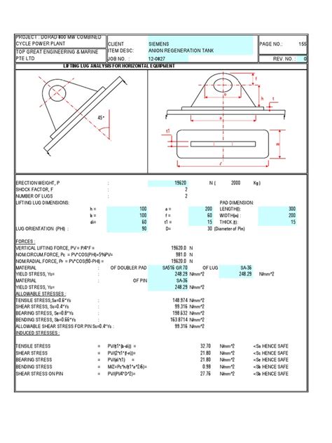 Lifting Lug Calculation | PDF