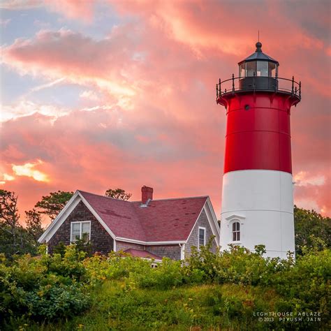 Lighthouse Ablaze | Lighthouse, Cape cod, Beach lighting