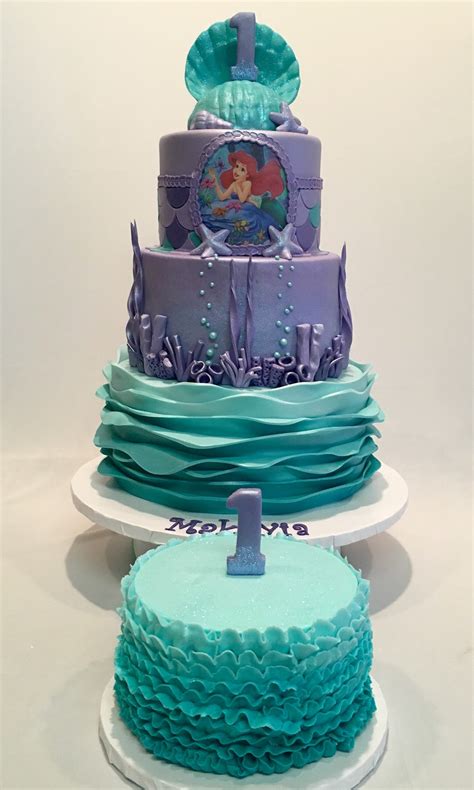 MyMoniCakes: Under the Sea Little Mermaid Theme cake with ombré waves ...