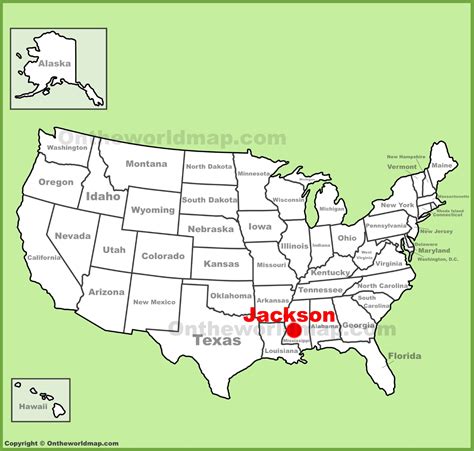 Jackson location on the U.S. Map - Ontheworldmap.com