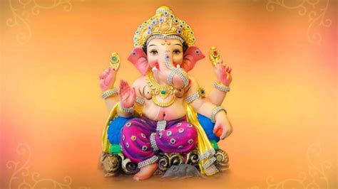 Light Yellow Red Background Lord Ganesh Chaturthi Vinayaka Vinayagar ...