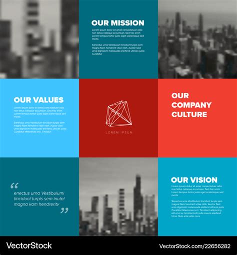 Company mission vision values template Royalty Free Vector