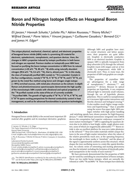 Boron and Nitrogen Isotope Effects on Hexagonal Boron Nitride ...