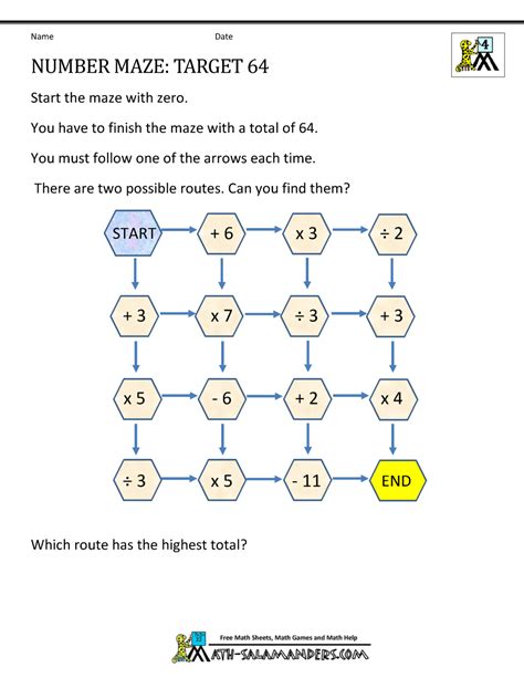 Free Math Puzzles 4th Grade