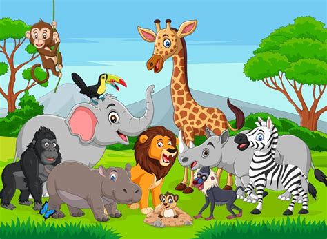 Cartoon wild animals in the jungle 5162399 Vector Art at Vecteezy