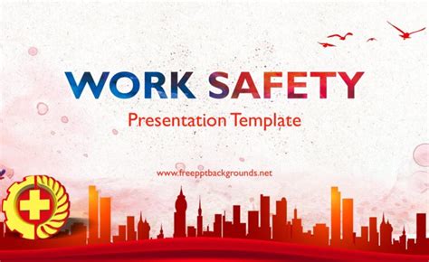 Work Safety Powerpoint Templates - Buildings & Landmarks, Red Backgrounds