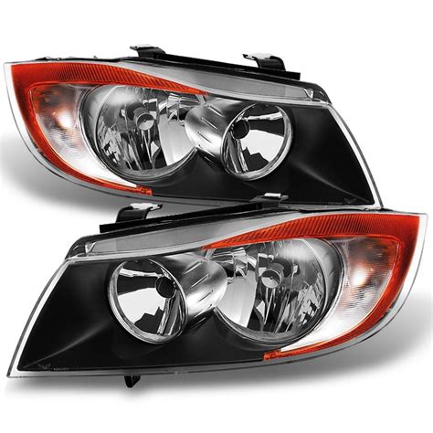 Fit 06-08 BMW 3 Series E90 Halogen Type Black Headlights Replacement L ...