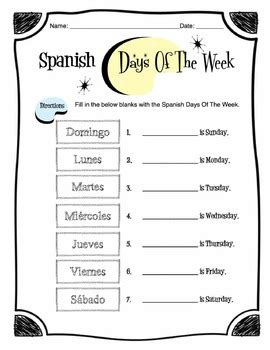 Spanish Days of the Week Worksheet Packet by Sunny Side Up Resources