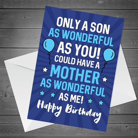 Birthday Card For Son Funny Humour Son Card From Mum Novelty