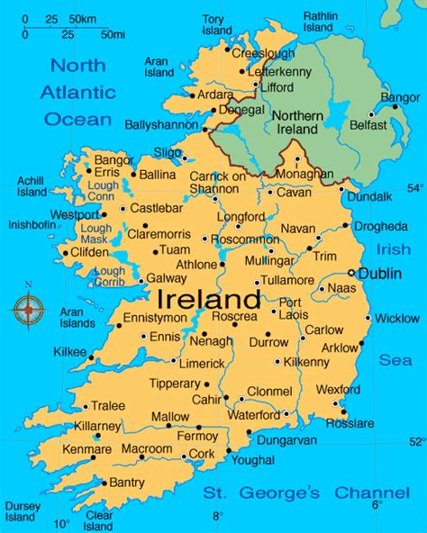 Ireland Major Cities Map