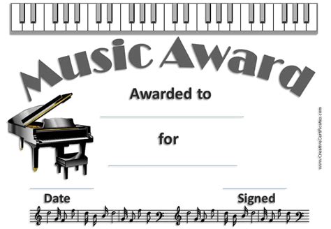 Piano Certificate Template Free