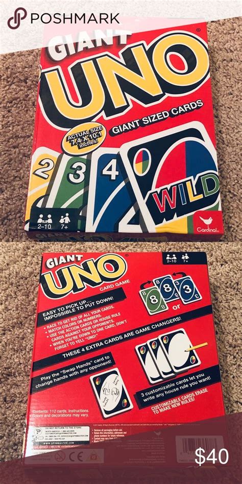 Giant Uno Card Game New In Box | Uno card game, Card games, Uno cards