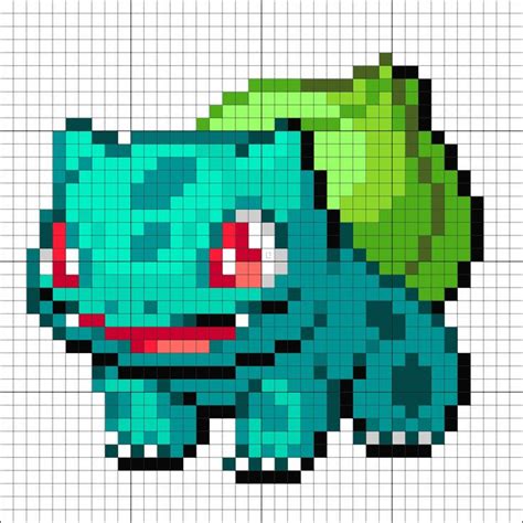 #1 Bulbasaur | Arte píxeles minecraft, Punto de cruz de pokemon ...