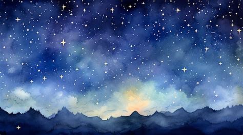 Premium Photo | Watercolor Night Sky with Stars