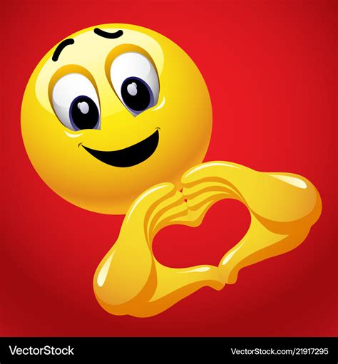 Smiley with heart shape hand sign cute smiley Vector Image