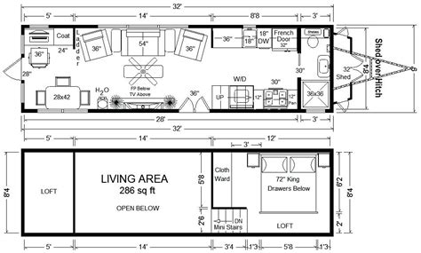 8.5' x 34' tiny house floor plans - Google Search | Tiny house layout ...