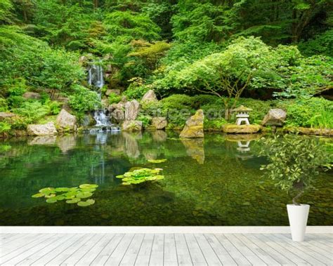 Beautiful Japanese Garden Wallpaper Wall Mural | Wallsauce USA