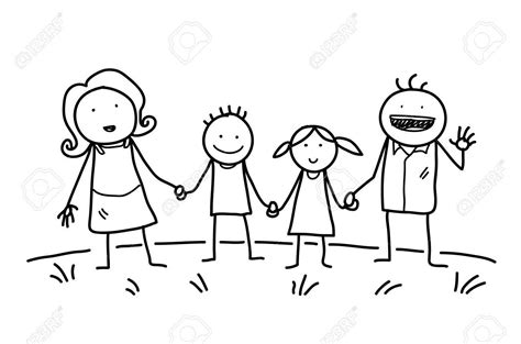 Happy Family Doodle, a hand drawn vector doodle illustration of a happy ...