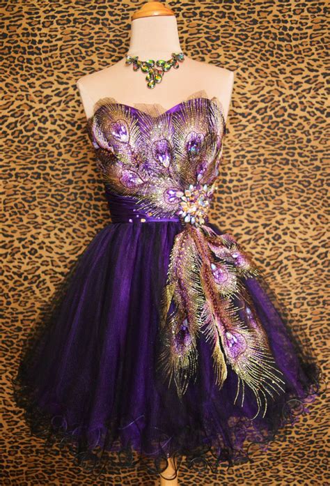 Purple Peacock Prom Cocktail Evening Mardi Gras Pageant Short Gown ...