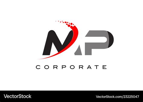 Mp modern letter logo design with swoosh Vector Image