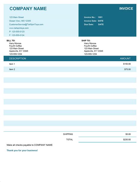 Microsoft Office Word Invoice Template – PARAHYENA