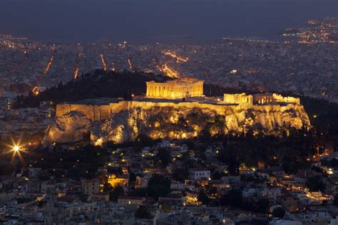 The Acropolis Of Athens At Night From Above - Duncan.co