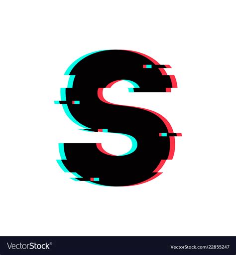 Logo letter s glitch distortion Royalty Free Vector Image