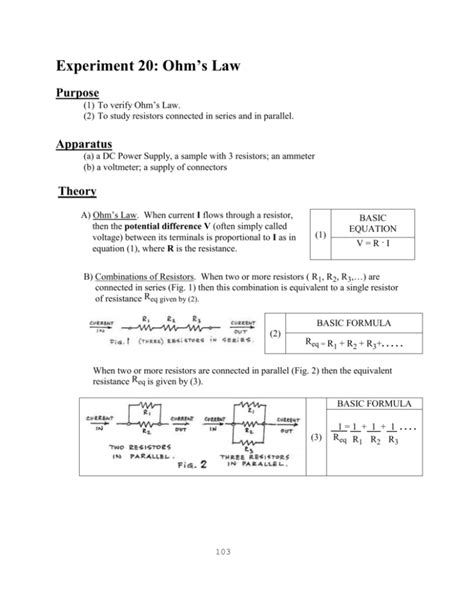 Experiment 2F Ohm's Law