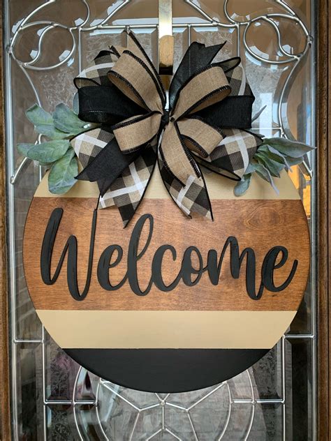 Welcome Door Hanger Welcome Wreath Raised letter Welcome | Etsy in 2021 ...