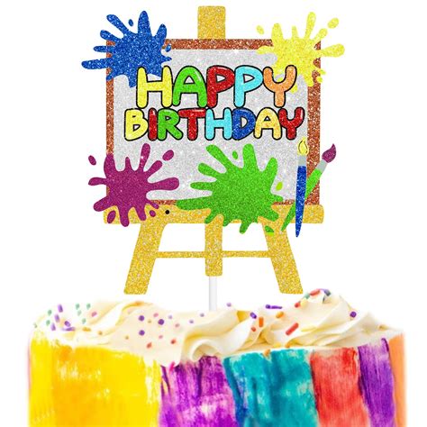 Buy Art Happy Birthday Cake Topper Painting Graffiti Drawing Artist ...