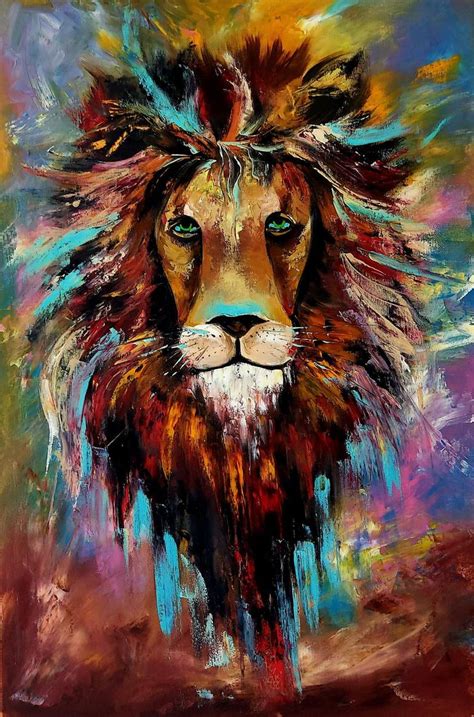 Painting Art & Collectibles Acrylic Lion Art Wall LION ART Lion Art ...