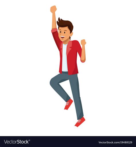 Man happy jumping cartoon Royalty Free Vector Image