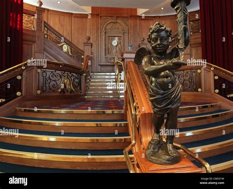 A replica of The Titanic's Grand Staircase at the Titanic Belfast Stock ...