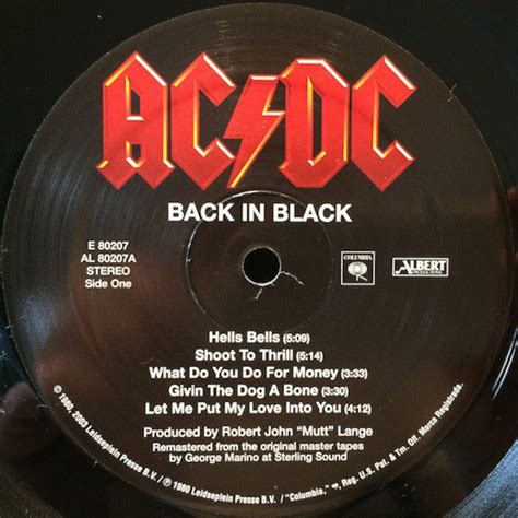 Ac/dc Back in Black Vinyl LP Album Reissue Remastered NEW | Etsy