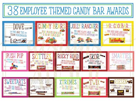 38 Employee Candy Bar Awards Candy Bar Award Certificates - Etsy