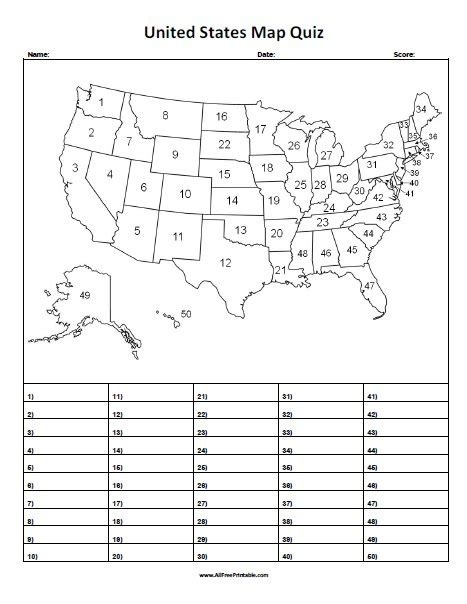 Us Map Test Printable - Dorisa Josephina