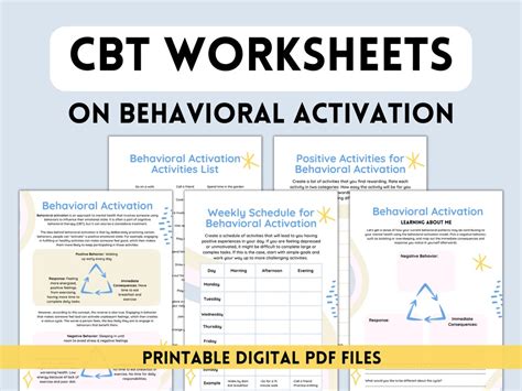 CBT Worksheets: Behavioral Activation Cognitive Behavioral - Etsy