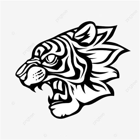 Tiger Roar Silhouette PNG Images, Tiger Side Face Black Roar Clip Art ...